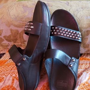 Nailhead FitFlop wedge slides